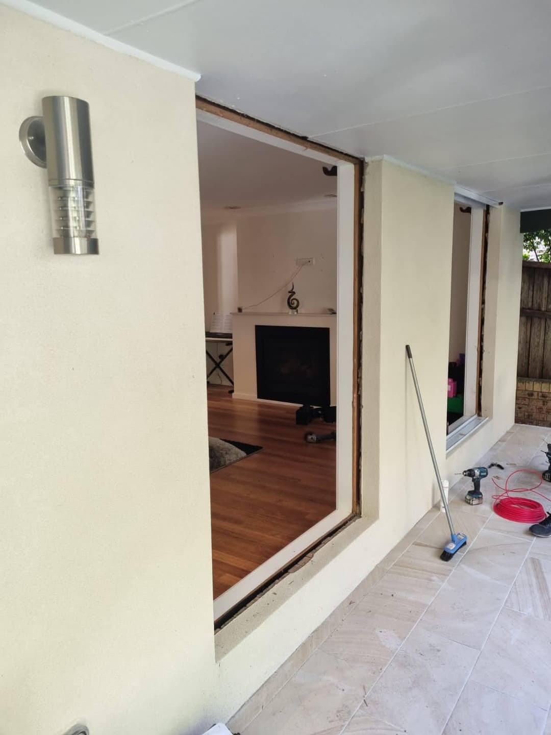 Door Opening Before Install, Cream Render House