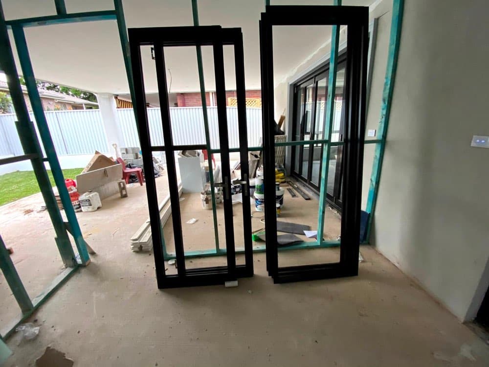 Black Grid Doors, Mid-Install