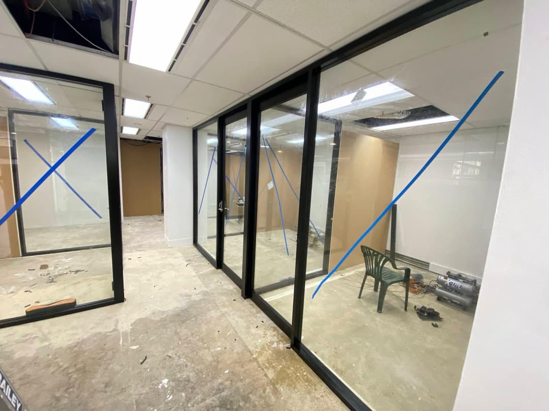 Black Frame Office Strip-Out, Marked for Removal